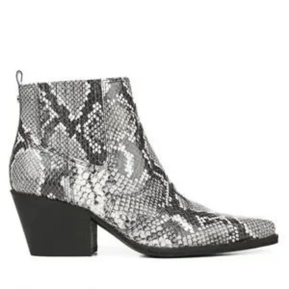 SAM EDELMAN Winona Leather Booties Boots Black & White Snakeskin Women’s Size 9 - Picture 4 of 4